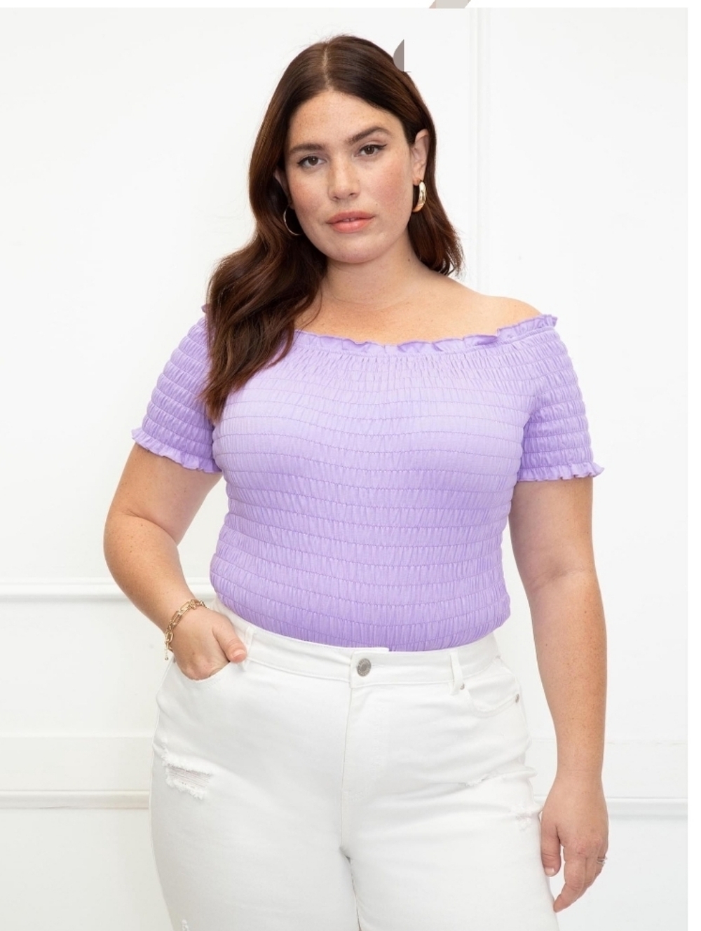 Eloquii Black and White Women's Top (Graphic Sizing Chart Print)